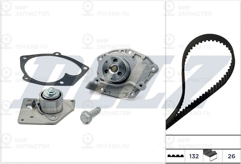 Водяной насос + комплект зубчатого ремня DOLZ KD128