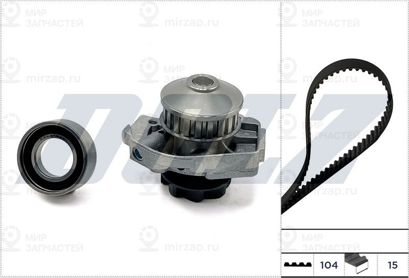 Водяной насос + комплект зубчатого ремня DOLZ KD129