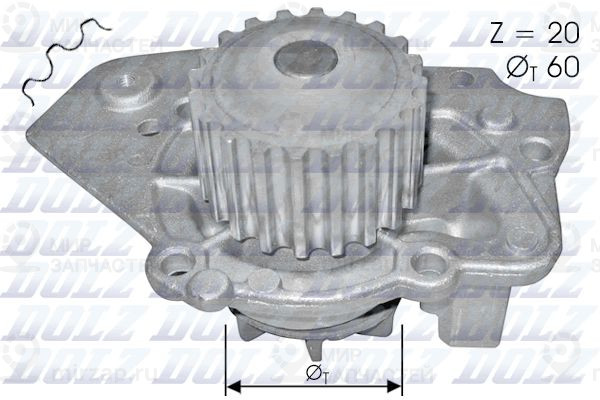 Водяной насос, охлаждение двигателя DOLZ T136