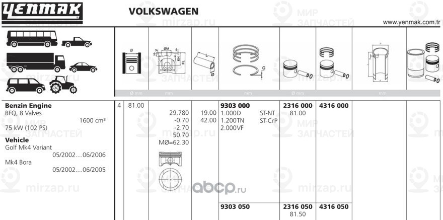 Запчасть YENMAK 4316050
