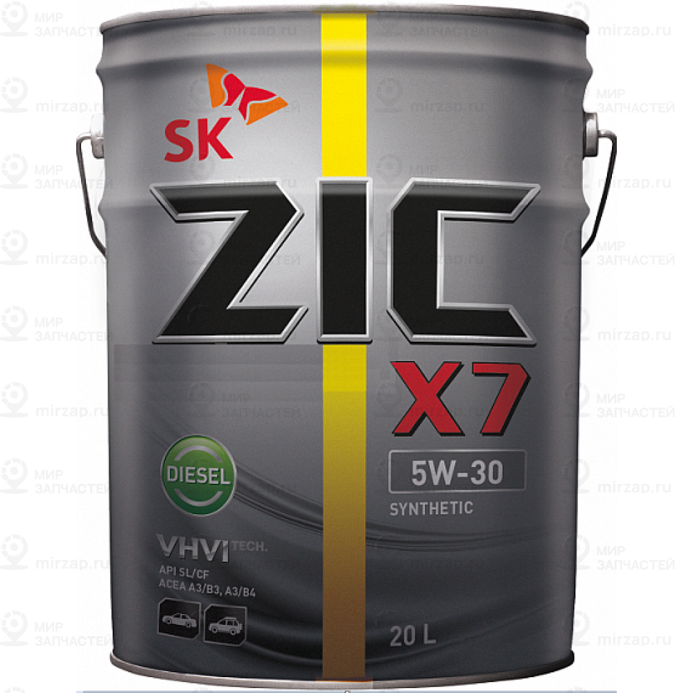 Zic X7 Diesel 5W30 (20L)_Масло Мот.!\Api Sl/Cf, Acea A3/B3, A3/B4, Mb 229.3, Vw ZIC 192610