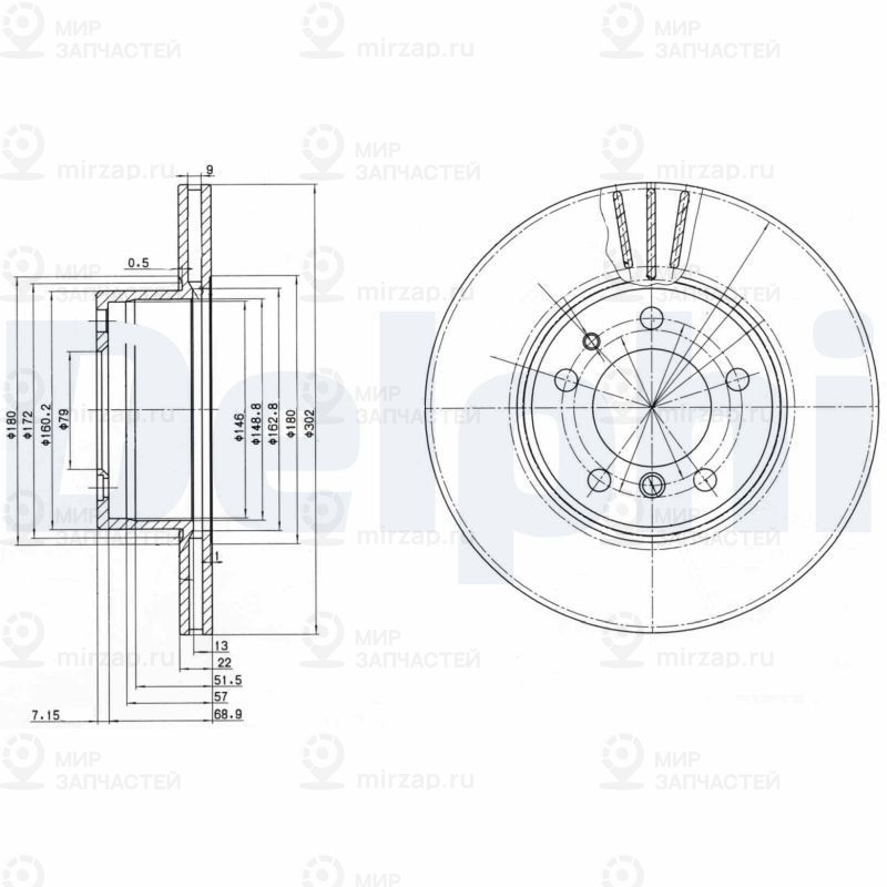Тормозной диск DELPHI BG2433