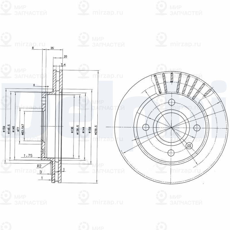 Тормозной диск DELPHI BG2440