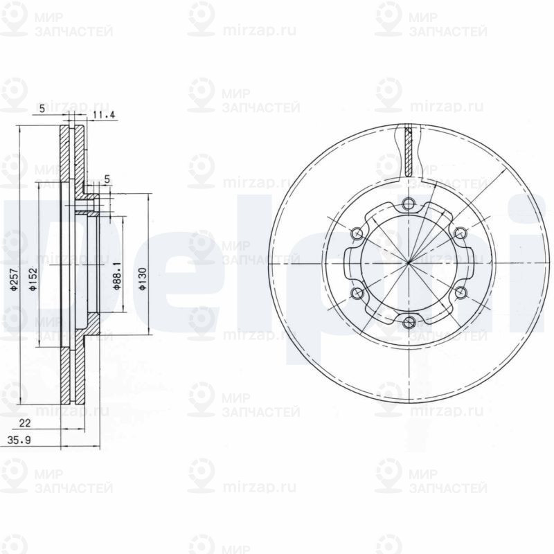 Тормозной диск DELPHI BG2524