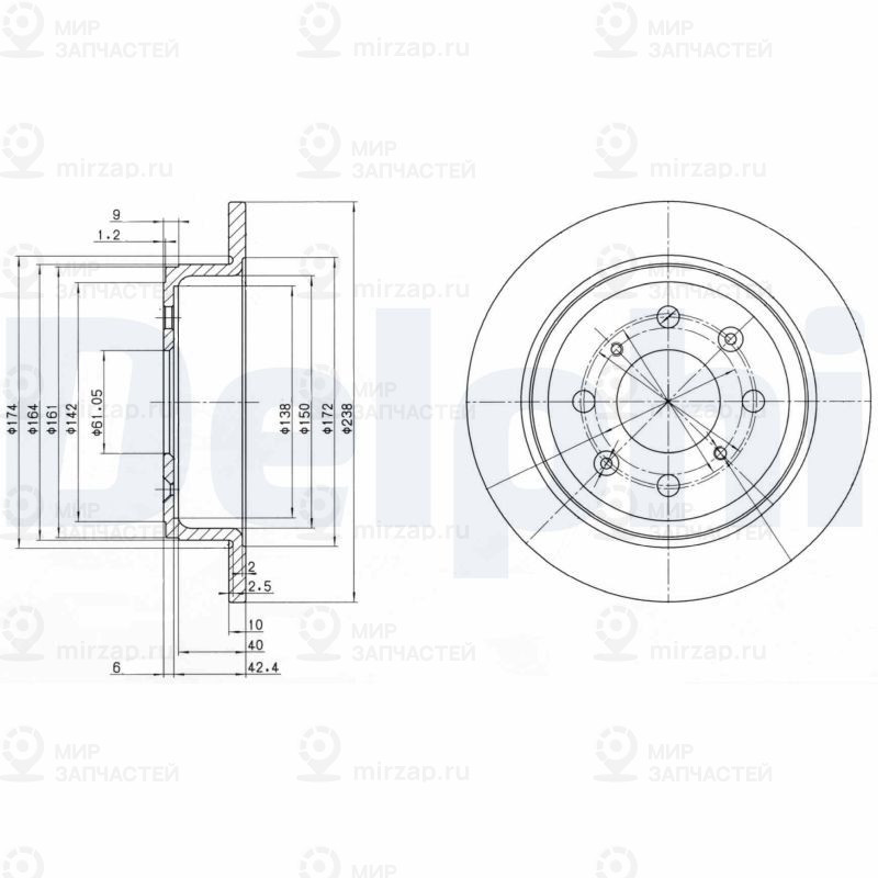 Тормозной диск DELPHI BG2538