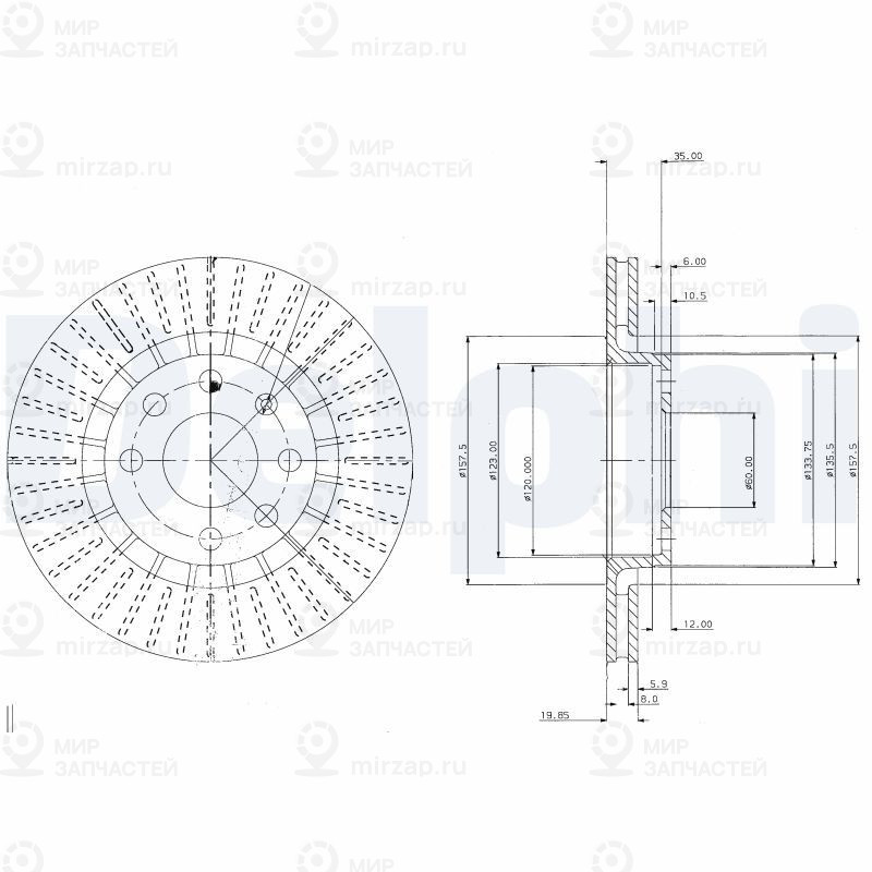 Тормозной диск DELPHI BG2636
