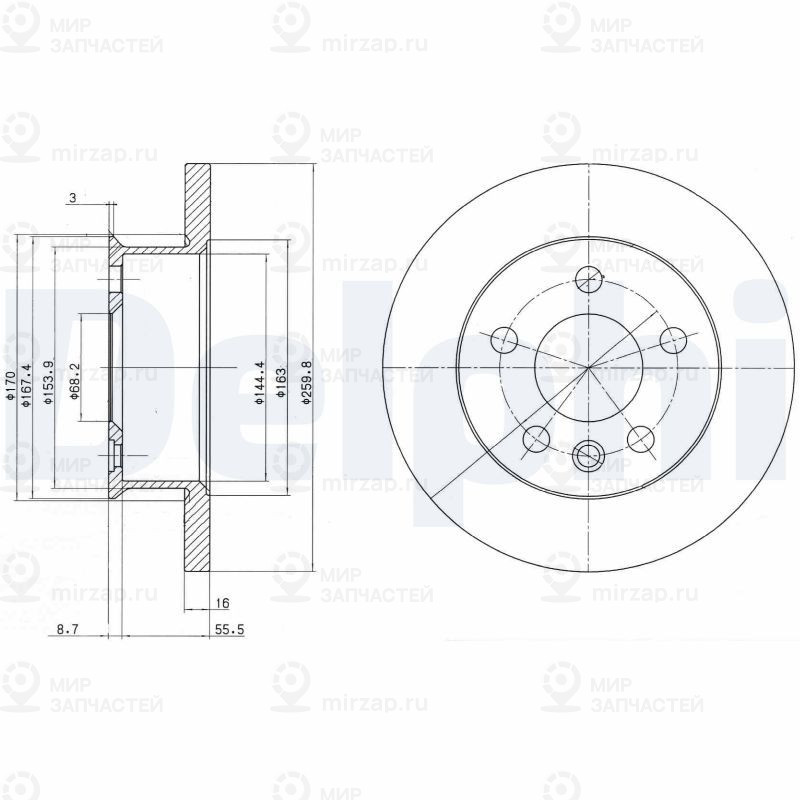 Тормозной диск DELPHI BG2716