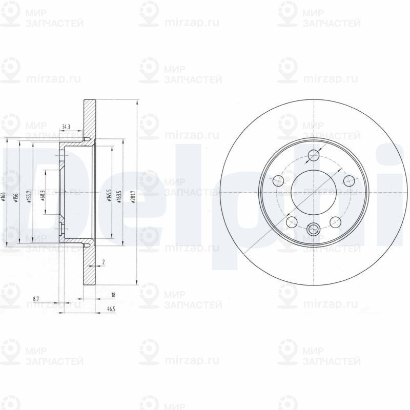 Тормозной диск DELPHI BG3415