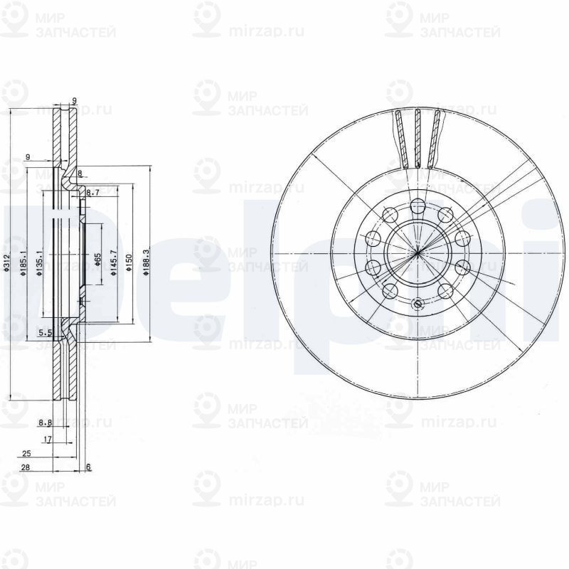 Тормозной диск DELPHI BG3528