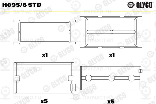 Подшипник коленвала GLYCO H0956STD