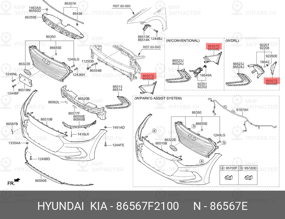 Запчасть HYUNDAI 86567F2100