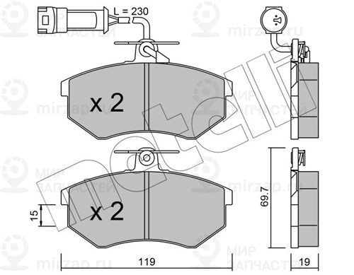 Комплект тормозных колодок, дисковый тормоз METELLI 2201481