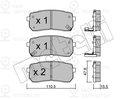 Комплект тормозных колодок, дисковый тормоз METELLI 2207860
