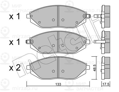 Комплект тормозных колодок, дисковый тормоз METELLI 2209080