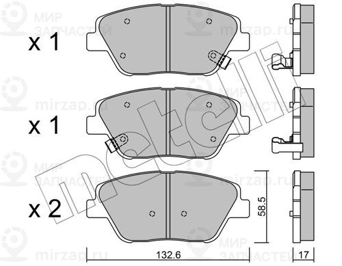 Комплект тормозных колодок, дисковый тормоз METELLI 2209450
