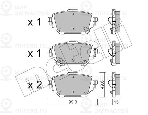Комплект тормозных колодок, дисковый тормоз METELLI 2212360