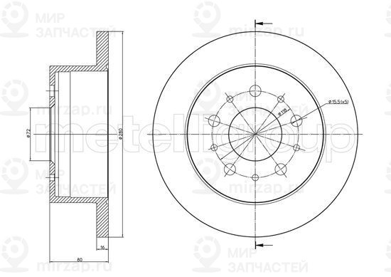 Тормозной диск METELLI 230952C