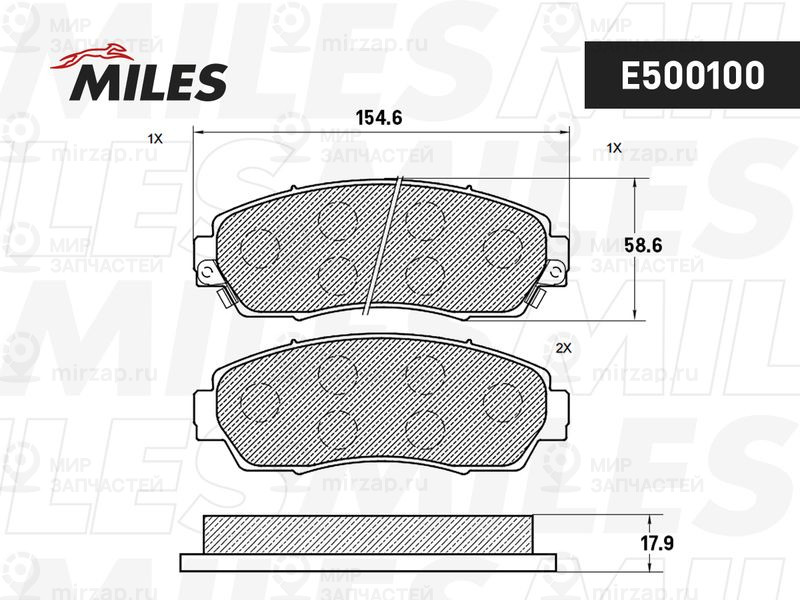 Комплект тормозных колодок, дисковый тормоз MILES E500100