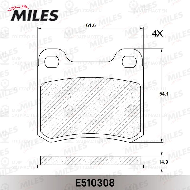 Комплект тормозных колодок, дисковый тормоз MILES E510308