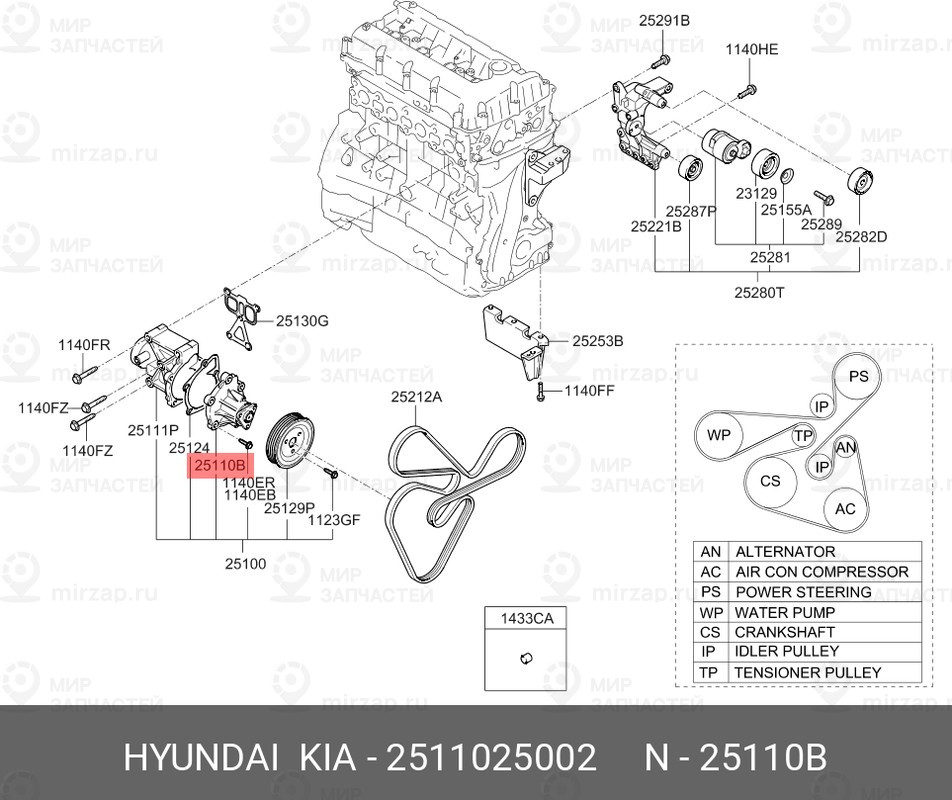 Запчасть MOBIS 2511025002