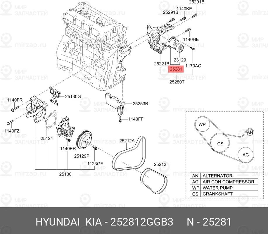 Запчасть MOBIS 252812GGB3