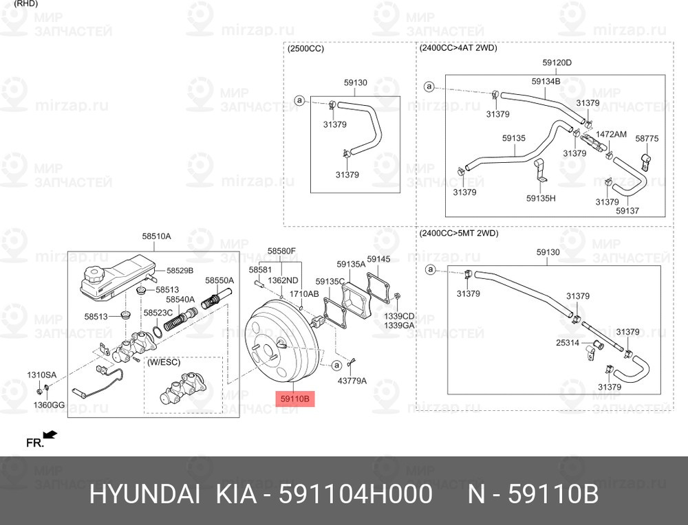 Запчасть MOBIS 591104H000