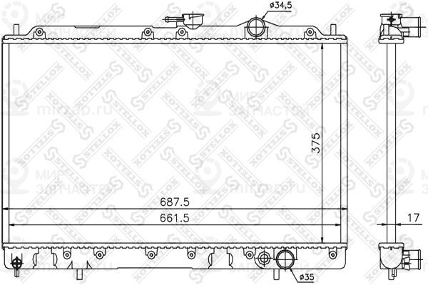 Радиатор, охлаждение двигателя STELLOX 1025370SX