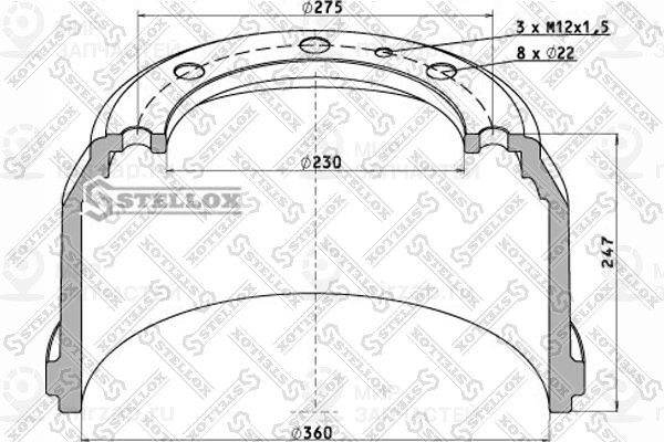 Тормозной барабан STELLOX 8500072SX