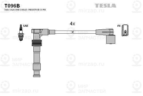 Комплект проводов зажигания TESLA T096B