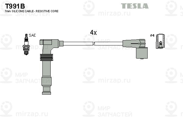 Комплект проводов зажигания TESLA T991B