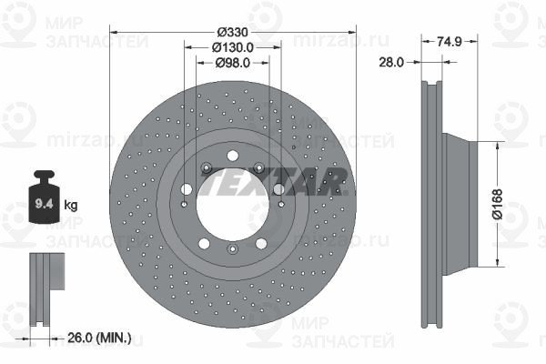 Тормозной диск TEXTAR 92219005