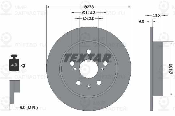 Тормозной диск TEXTAR 92225303