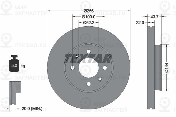 Тормозной диск TEXTAR 92304603