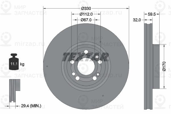 Тормозной диск TEXTAR 92307105