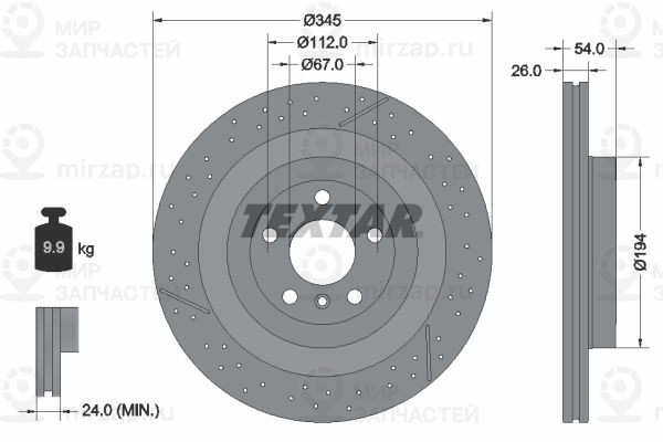 Тормозной диск TEXTAR 92307905