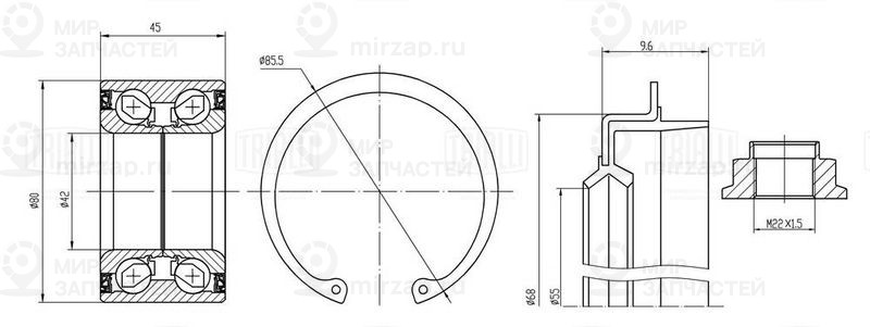 Комплект подшипника ступицы колеса TRIALLI CS0878
