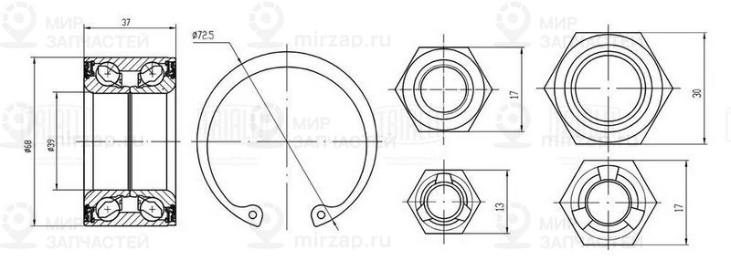 Комплект подшипника ступицы колеса TRIALLI CS2028
