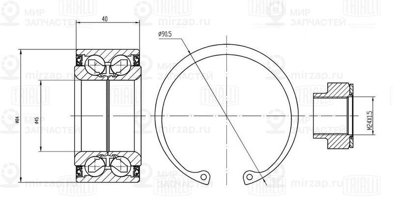 Комплект подшипника ступицы колеса TRIALLI CS2379