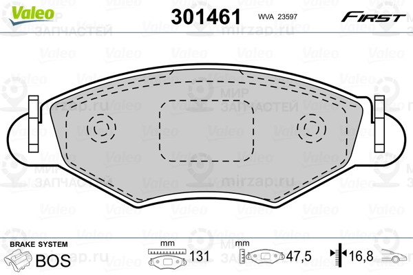 Колодки Торм.пер. Peug 206 VALEO 301461