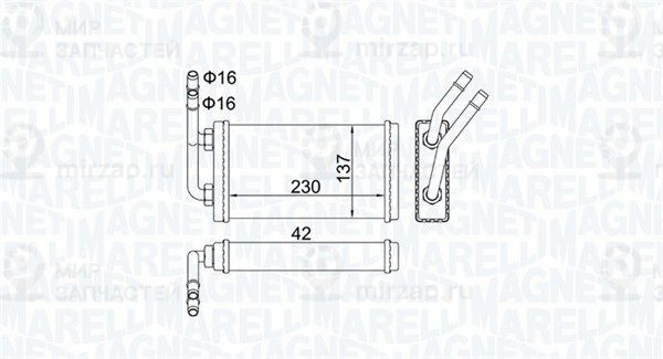Теплообменник, отопление салона MAGNETI MARELLI 350218406000