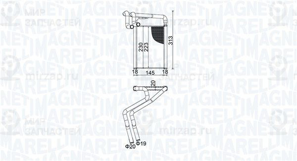 Теплообменник, отопление салона MAGNETI MARELLI 350218488000
