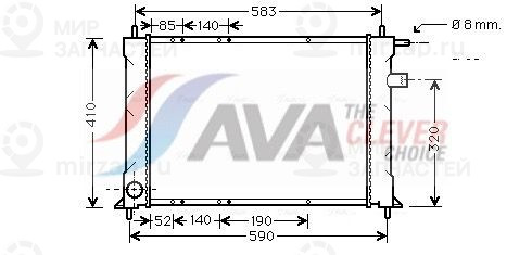 Радиатор, охлаждение двигателя AVA AU2111