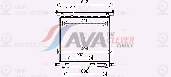 Радиатор, охлаждение двигателя AVA DN2441
