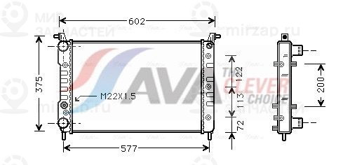 Радиатор, охлаждение двигателя AVA FT2224