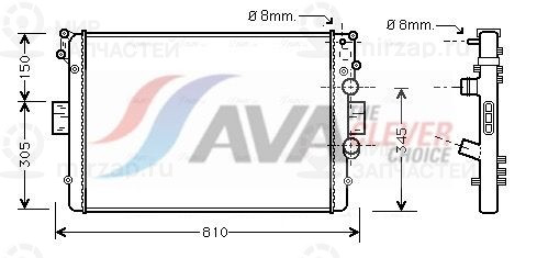 Радиатор, охлаждение двигателя AVA IVA2049