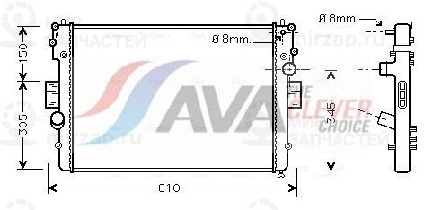Радиатор, охлаждение двигателя AVA IVA2057