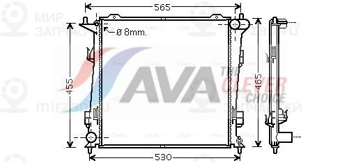 Радиатор, охлаждение двигателя AVA KA2098