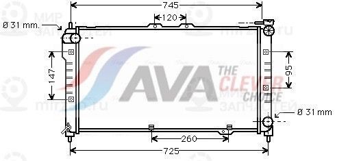 Радиатор, охлаждение двигателя AVA MZ2101