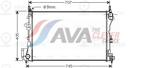 Радиатор, охлаждение двигателя AVA OL2338