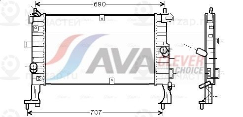 Радиатор, охлаждение двигателя AVA OL2346